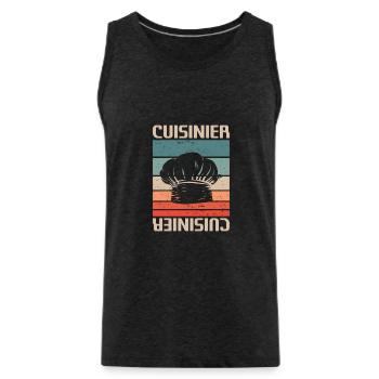 Vintage Retro Cuisinier Chef Cuisine - Débardeur bio Premium Homme - charbon - Devant - AI Model Male 185 dark (185cm)