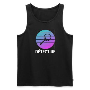 Retro Détective Enquêteur - Débardeur bio Premium Homme - charbon - Devant - AI Model Male 185 dark (185cm)