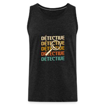 Retro Détective Enquêteur - Débardeur bio Premium Homme - charbon - Devant - AI Model Male 185 dark (185cm)