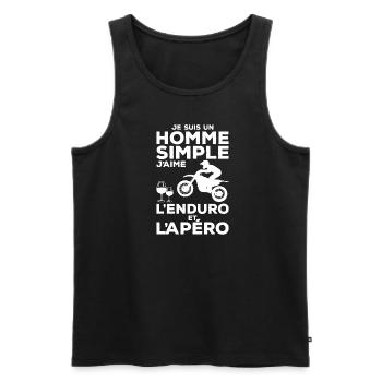 Je Suis Un Homme Simple J'aime L'Enduro Et L'Apéro - Débardeur bio Premium Homme - charbon - Devant - AI Model Male 185 dark (185cm)