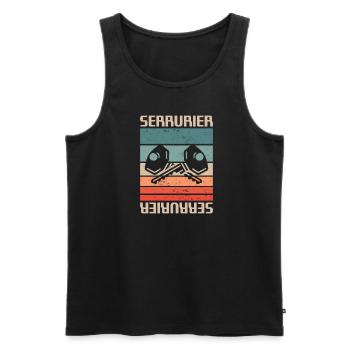 Vintage Retro Serrurier Serrurerie - Débardeur bio Premium Homme - charbon - Devant - AI Model Male 185 dark (185cm)