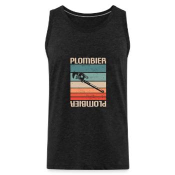 Vintage Retro Plombier Plomberie - Débardeur bio Premium Homme - charbon - Devant - AI Model Male 185 dark (185cm)