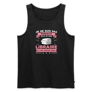 Je Ne Suis Pas Parfaite Mais Je Suis Libraire - Débardeur bio Premium Homme - charbon - Devant - AI Model Male 185 dark (185cm)