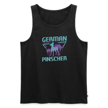 Retro German Pinscher Dog Lover - Men's Premium Organic Tank Top - charcoal grey - Front - AI Model Male 185 dark (185cm)