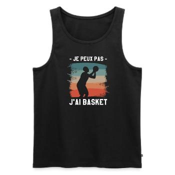 Je Peux Pas J'ai Basket Basket-ball Basketteur - Débardeur bio Premium Homme - charbon - Devant - AI Model Male 185 dark (185cm)