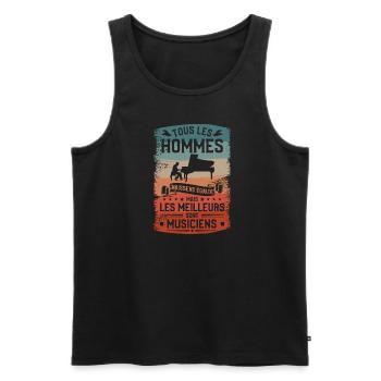 Mais Les Meilleurs Sont Musiciens Musique Musicien - Débardeur bio Premium Homme - charbon - Devant - AI Model Male 185 dark (185cm)
