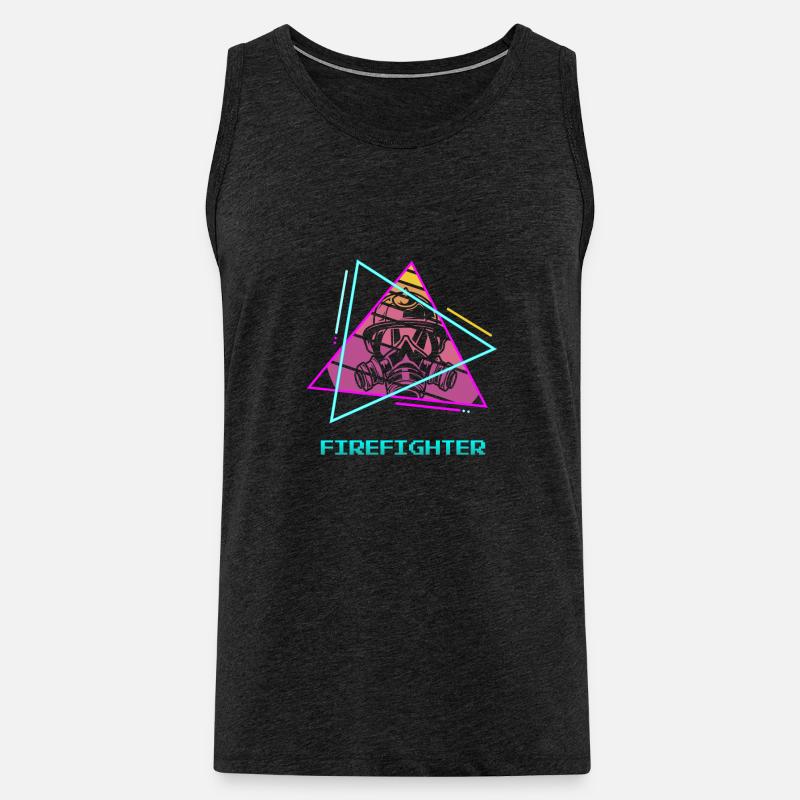 Retro Feuerwehr Brandbekämpfung - Männer Premium Bio Tank Top - Anthrazit