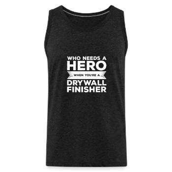 Wer braucht einen Helden, wenn Sie ein Trockenbau-Finisher sind - Männer Premium Bio Tank Top - Anthrazit - Vorne - AI Model Male 185 dark (185cm)