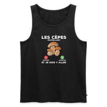 Les Cèpes M'Appellent Et Je Dois Y Aller - Débardeur bio Premium Homme - charbon - Devant - AI Model Male 185 dark (185cm)