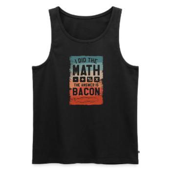 J’ai fait le calcul La réponse est Bacon - Débardeur bio Premium Homme - charbon - Devant - AI Model Male 185 dark (185cm)