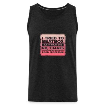 Ich habe versucht zu beatboxen, aber mein Mund sagte nein danke - Männer Premium Bio Tank Top - Anthrazit - Vorne - AI Model Male 185 dark (185cm)