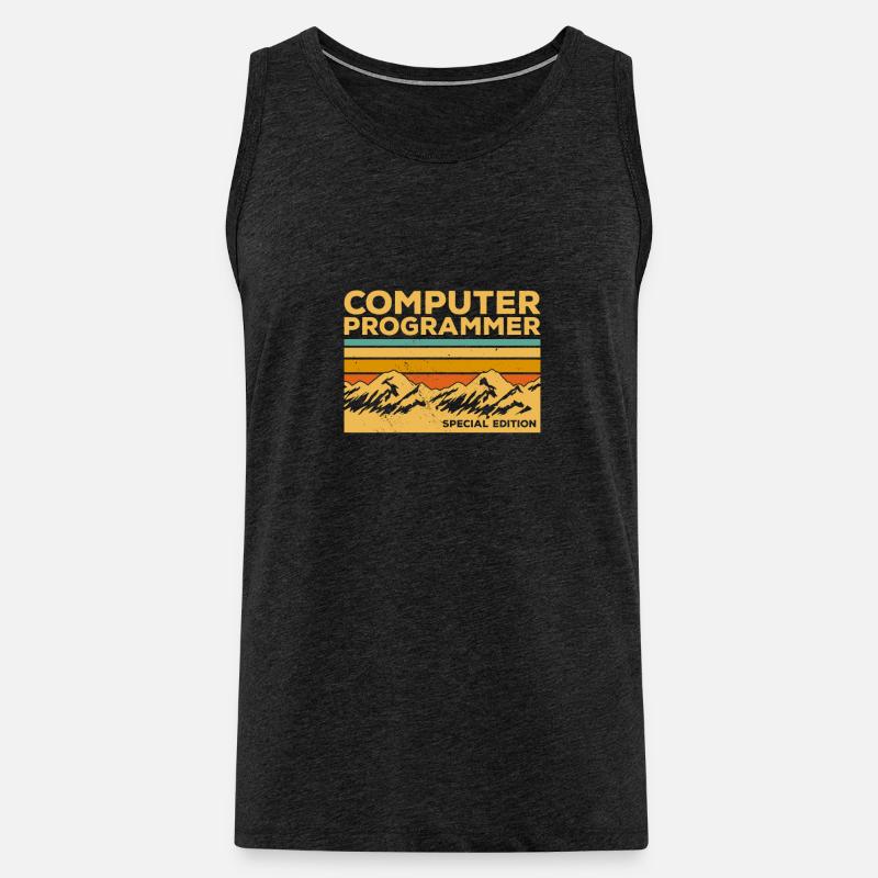 Retro Computer Programmer Special Edition - Men's Premium Organic Tank Top - charcoal grey