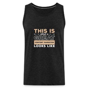 This Is What A Great Content Marketer Looks Like - Men's Premium Organic Tank Top - charcoal grey - Front - AI Model Male 185 dark (185cm)
