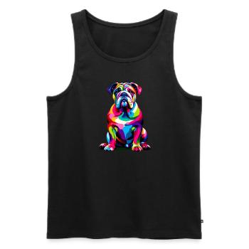Colorful Pop Art Bulldog English Bulldogs - Men's Premium Organic Tank Top - charcoal grey - Front - AI Model Male 185 dark (185cm)