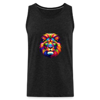 Pop Art Lions Wildlife Safari Zoo Lion d’Afrique - Débardeur bio Premium Homme - charbon - Devant - AI Model Male 185 dark (185cm)
