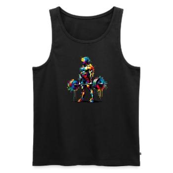 Bunte Splash Art Gewichtheber Gewichtheber Gewichte - Männer Premium Bio Tank Top - Anthrazit - Vorne - AI Model Male 185 dark (185cm)