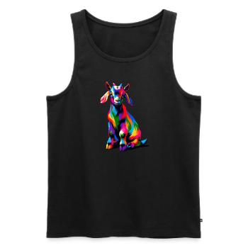 Bunte Pop Art Ziegen Bauernhof Tier Ziege Liebhaber - Männer Premium Bio Tank Top - Anthrazit - Vorne - AI Model Male 185 dark (185cm)