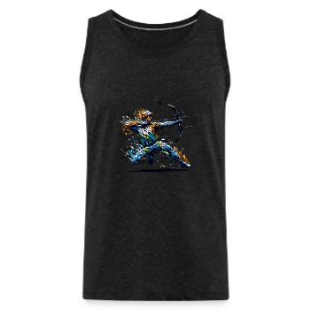 Polygon Art Archer Archery Bow And Arrow Archers - Men's Premium Organic Tank Top - charcoal grey - Front - AI Model Male 185 dark (185cm)