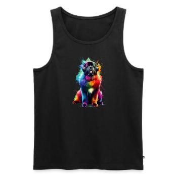 Splash Art Casque Terre-Neuve Chien Newfie - Débardeur bio Premium Homme - charbon - Devant - AI Model Male 185 dark (185cm)
