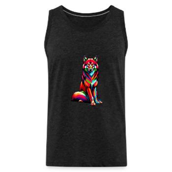 Colorful Pop Art Red Wolf Lover Wolves - Men's Premium Organic Tank Top - charcoal grey - Front - AI Model Male 185 dark (185cm)