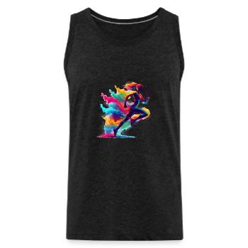 Splash Art Running Marathon Fitness Runner Run - Men's Premium Organic Tank Top - charcoal grey - Front - AI Model Male 185 dark (185cm)