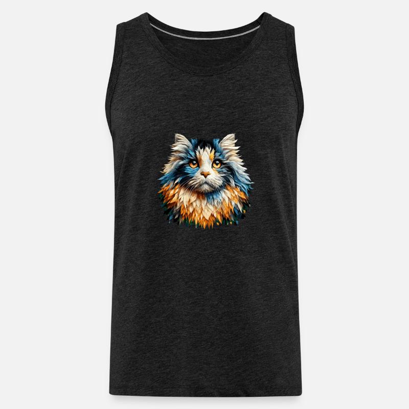 Polygon Art American Curl - Männer Premium Bio Tank Top - Anthrazit