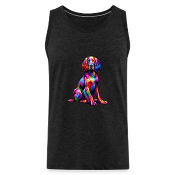 Colorful Pop Art English Setter Laverack Setter - Men's Premium Organic Tank Top - charcoal grey - Front - AI Model Male 185 dark (185cm)