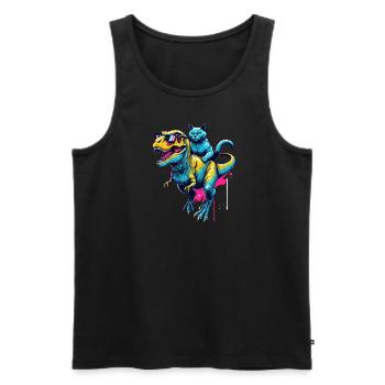 Pop Art Dinosaur T-Rex Chartreux Tyrannosaurus - Men's Premium Organic Tank Top - charcoal grey - Front - Alexander (188cm)