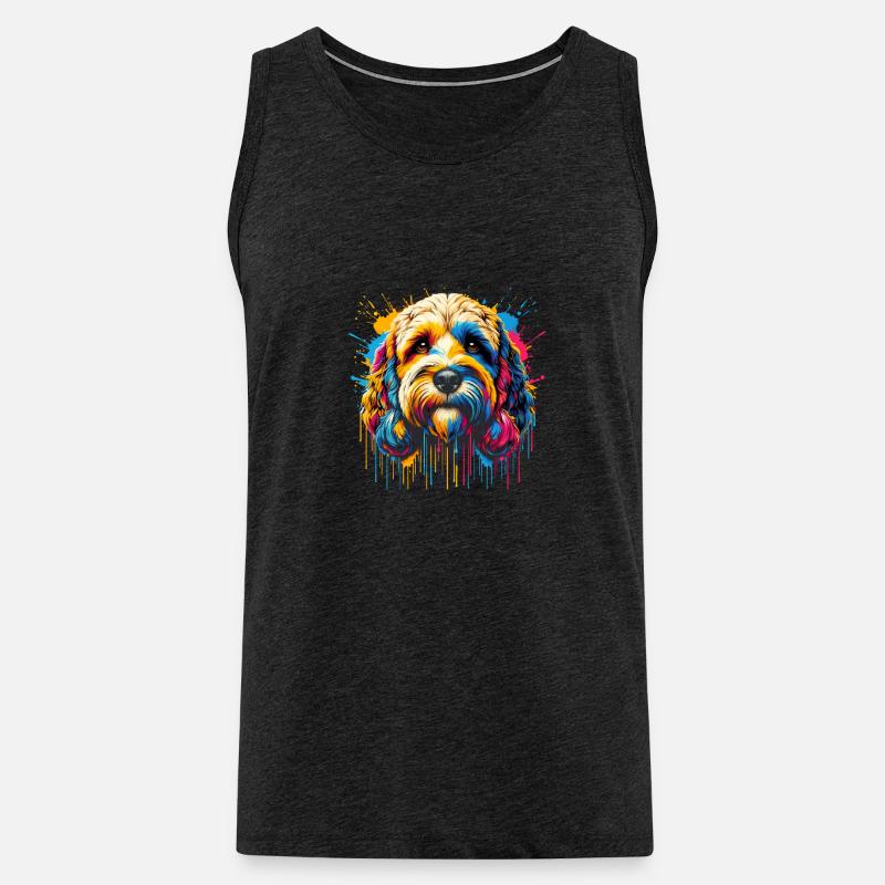 Splash Art Cockapoo Cockapoos Cockerpoo - Männer Premium Bio Tank Top - Anthrazit