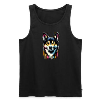Éclaboussure colorée Art Canaan chien - Débardeur bio Premium Homme - charbon - Devant - AI Model Male 185 dark (185cm)