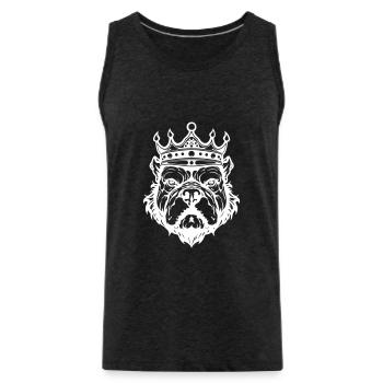Bulldog Krone Hund König - Männer Premium Bio Tank Top - Anthrazit - Vorne - AI Model Male 185 dark (185cm)