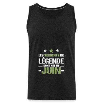 Sergent cadeau anniversaire juin militaire - Débardeur bio Premium Homme - charbon - Devant - AI Model Male 185 dark (185cm)