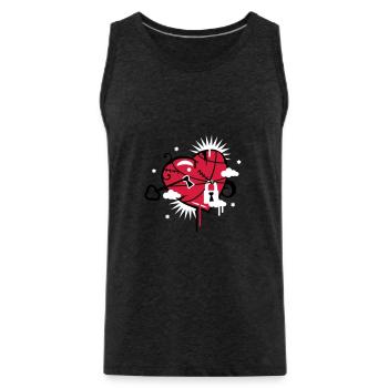 laced & repaired heart with keyhole - Men's Premium Organic Tank Top - charcoal grey - Front - AI Model Male 185 dark (185cm)