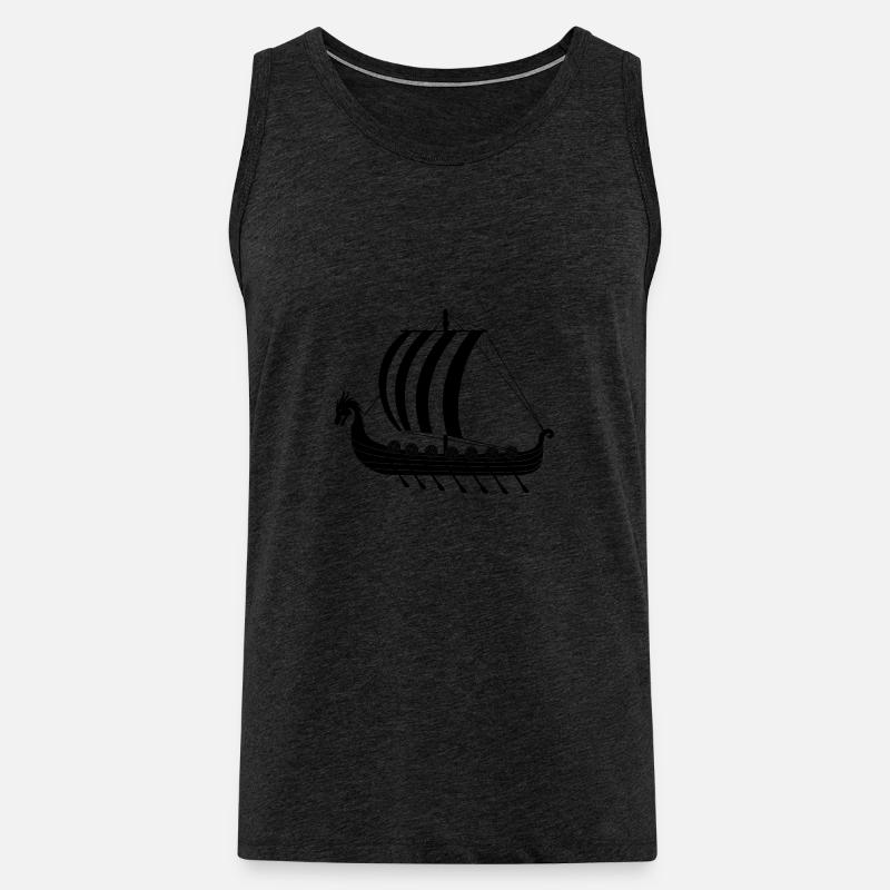 Wikinger-Drachenschiff dragar - Männer Premium Bio Tank Top - Anthrazit