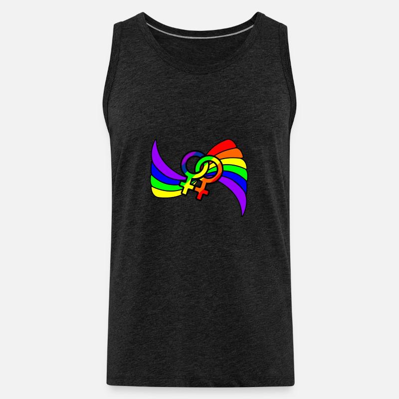 Regenbogen lesbies stolzes Logo - Männer Premium Bio Tank Top - Anthrazit
