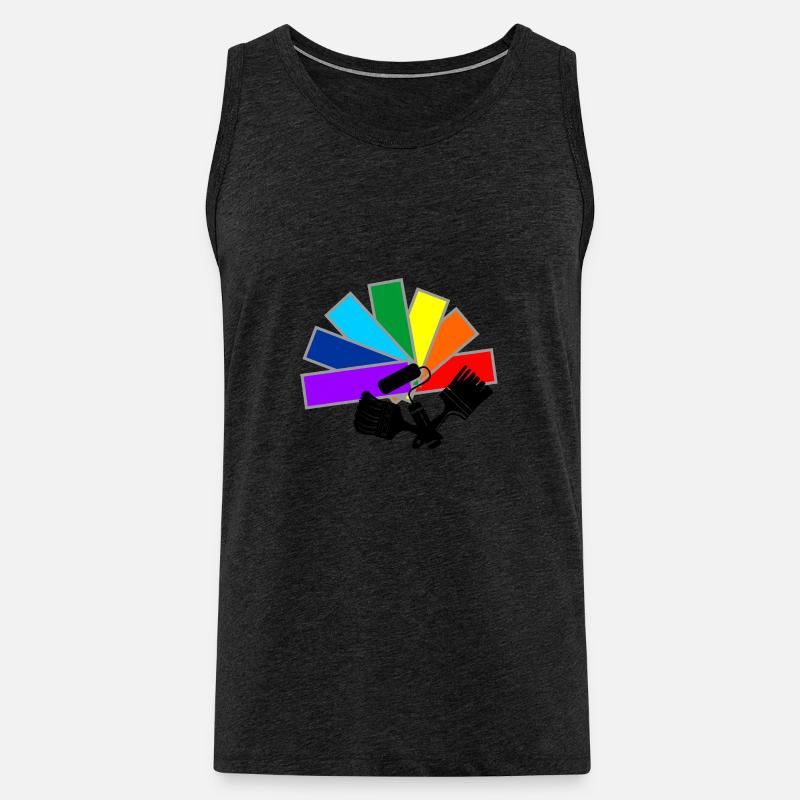 Farbfächerdeck mit Schattenpinseln und Rollenlogo - Männer Premium Bio Tank Top - Anthrazit