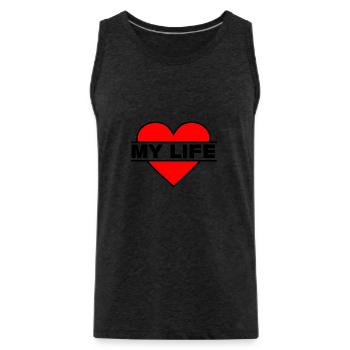 Herz, ich liebe mein Leben - Männer Premium Bio Tank Top - Anthrazit - Vorne - AI Model Male 185 dark (185cm)