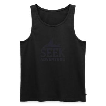 Cherche l'aventure - Voyage message inspirant - Débardeur bio Premium Homme - charbon - Devant - AI Model Male 185 dark (185cm)