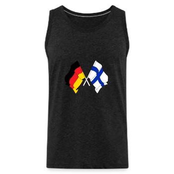 Deux drapeaux croisés de l’Allemagne, drapeau de la Finlande - Débardeur bio Premium Homme - charbon - Devant - AI Model Male 185 dark (185cm)