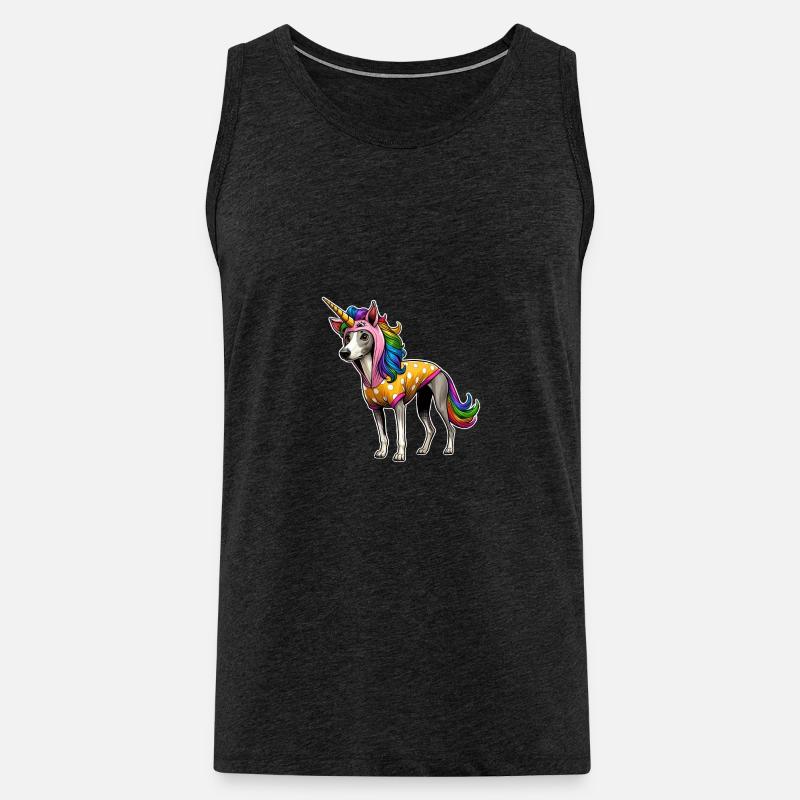 Whippet im Einhorn-Anzug - Männer Premium Bio Tank Top - Anthrazit
