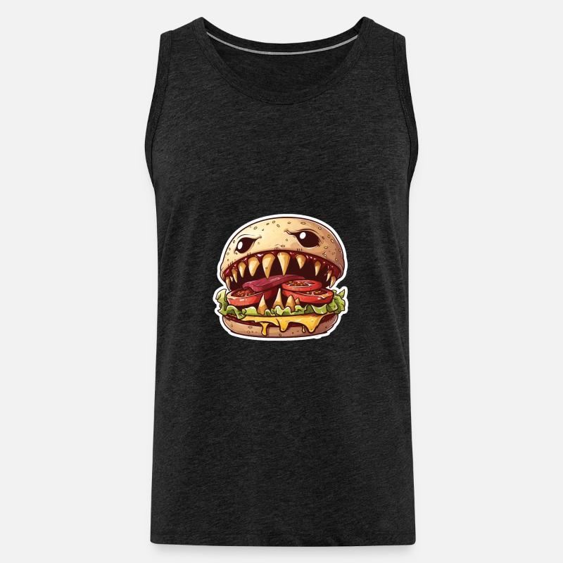 Fleischfressender Cheeseburger – Monster Burger - Männer Premium Bio Tank Top - Anthrazit