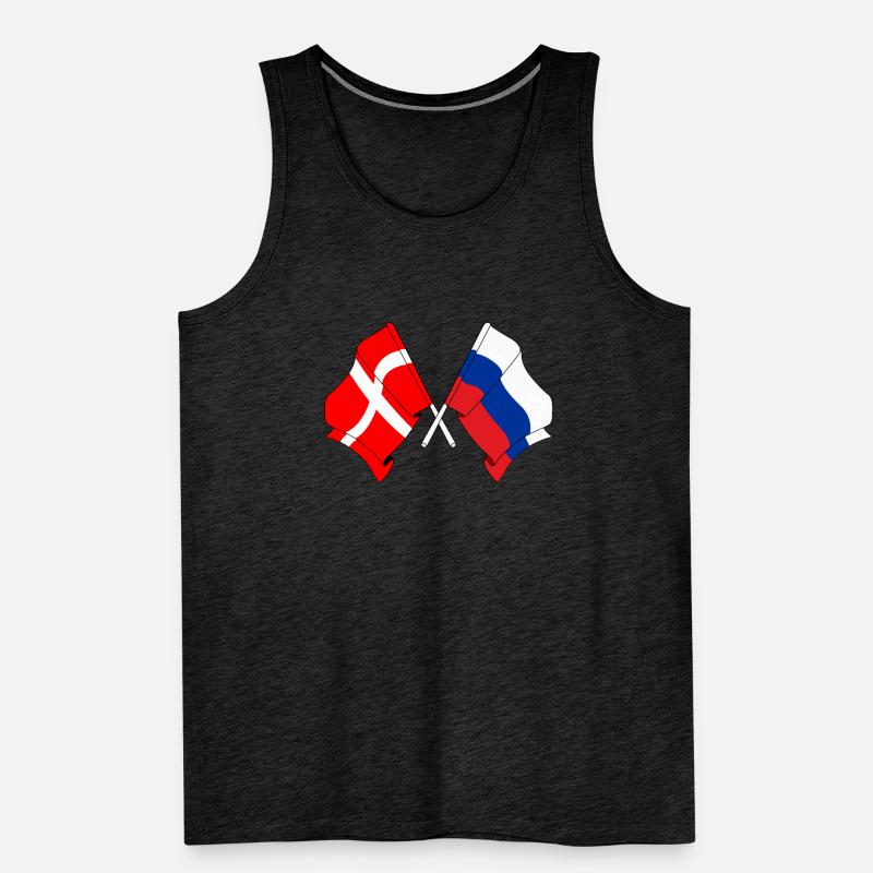 Drapeau Danemark, drapeau Russie Débardeur bio Premium Homme
