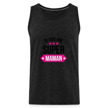 Je suis une super maman - Débardeur bio Premium Homme - charbon - Devant - AI Model Male 185 dark (185cm)