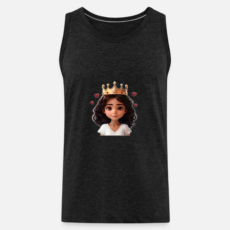 Süßes Mädchen mit Krone und Herzchen - Männer Premium Bio Tank Top - Anthrazit