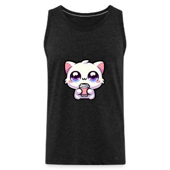 Coffee and Cat – The Purrfect Morning - Männer Premium Bio Tank Top - Anthrazit - Vorne - Alexander (188cm)