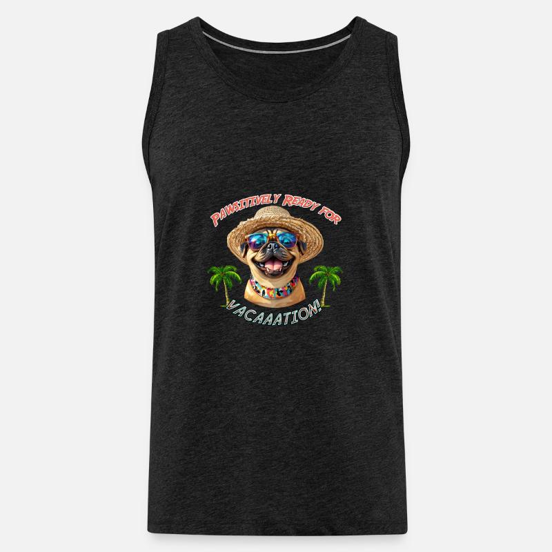 Mops im Sommerlook: Pawsitively Ready - Männer Premium Bio Tank Top - Anthrazit