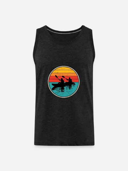 Sunset Kayak Duo Circle - Men's Premium Organic Tank Top - charcoal grey