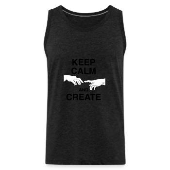 Keep calm and create - Men's Premium Organic Tank Top - charcoal grey - Front - Alexander (188cm)