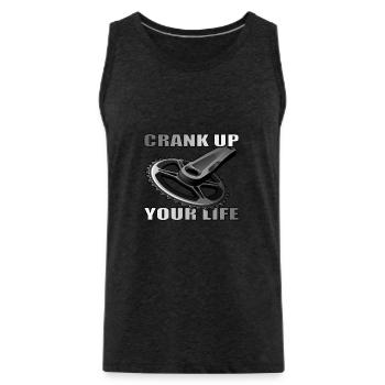 Crank Up Your Life design for bike lovers - Men's Premium Organic Tank Top - charcoal grey - Front - AI Model Male 185 dark (185cm)