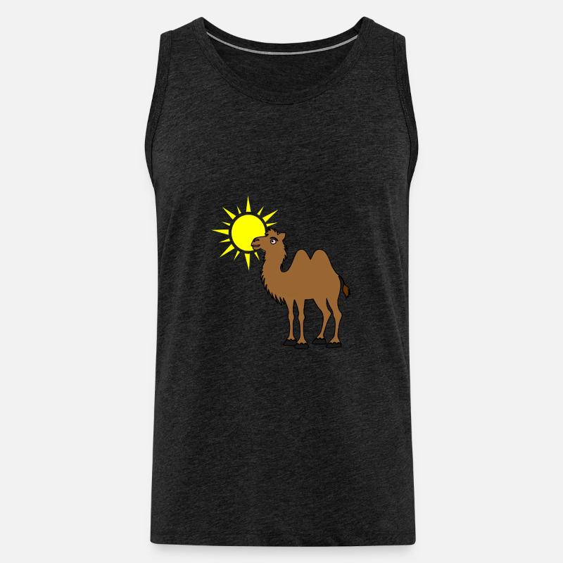 Kamel mit Sonne in der Wüste - Männer Premium Bio Tank Top - Anthrazit